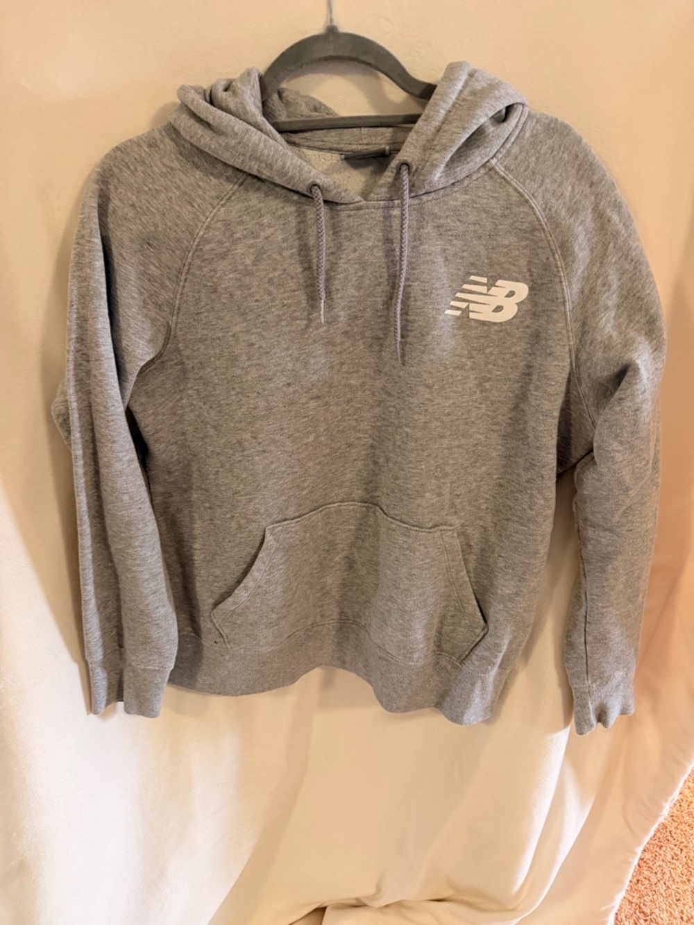 New Balance Women’s Gray Pullover Hoodie with White Logo